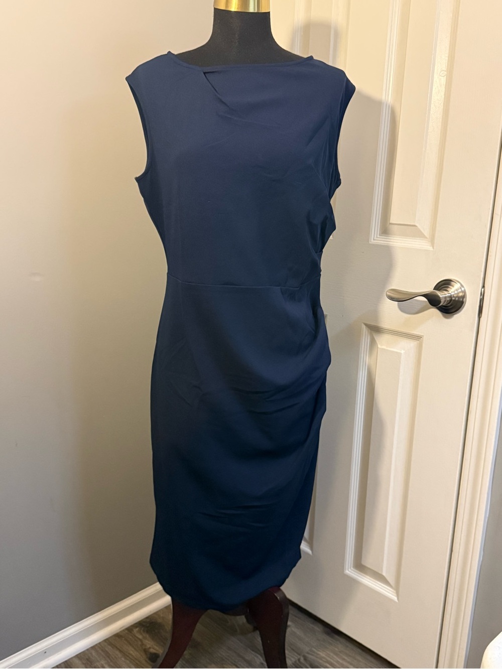 MIUSOL Women’s Navy Blue Sleeveless Sheath Midi Dress Size XL NWT Career Office